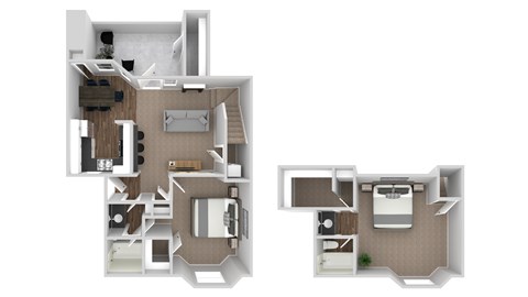 Floor plan for 2 beds, 2 baths, 1012 sqft